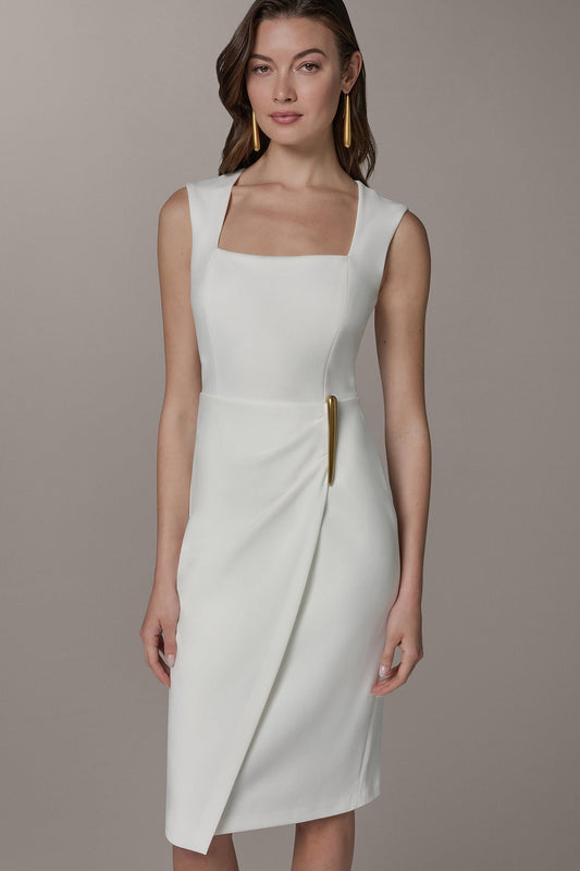 SLEEVELESS WRAP-EFFECT MIDI DRESS