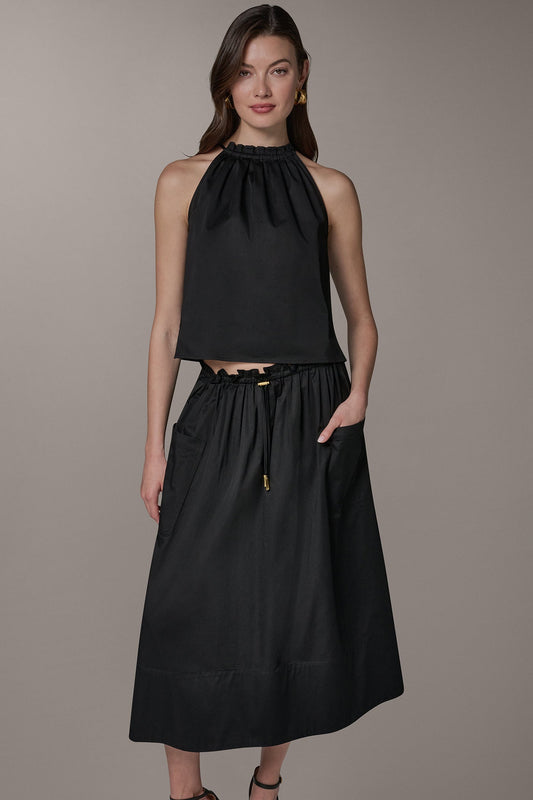 TWO-PIECE HALTER TOP AND MIDI SKIRT