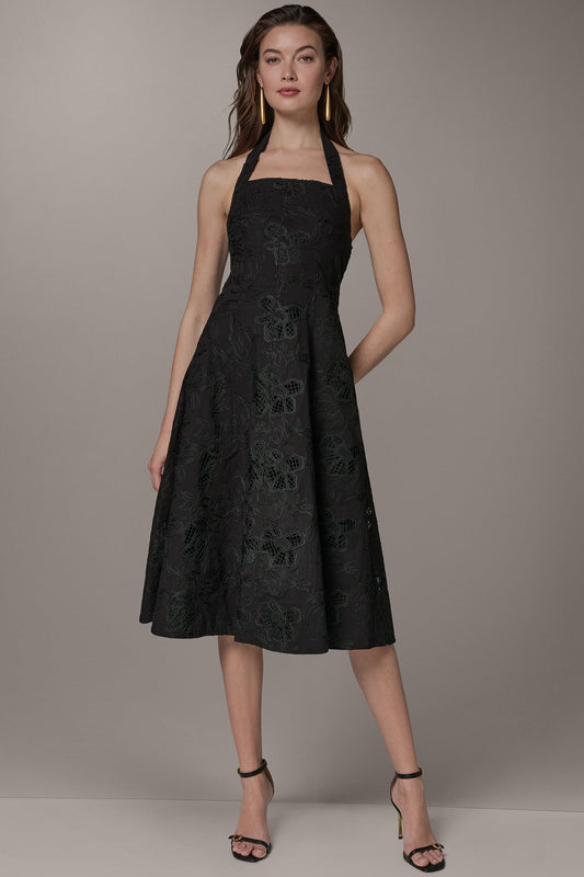 SLEEVELESS SWEETHEART MIDI HALTER DRESS