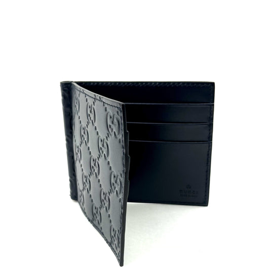 GUCCI Signature Leather Clip Wallet