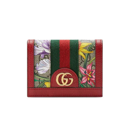 Gucci Ophidia Red Supreme Coated Canvas Gg Floral Wallet Bifold Wallet 523155